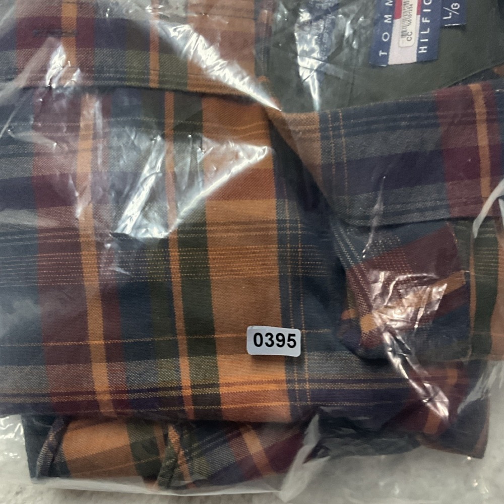Tommy Hilfiger Men's Multicolor Brown Navy Plaid Long Sleeve Button-Down Shirt L - Picture 9 of 9